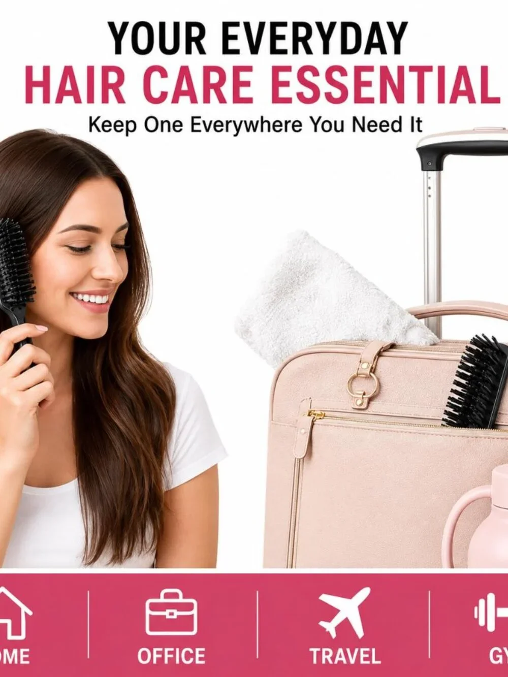 3 Pack Pocket Bristle Hair Brush with Nylon Bristles, 6 Inch Travel Hair Brush f